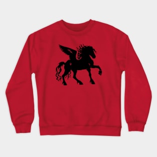 Black Pegasus Flying Horse Fantasy Unicorn Crewneck Sweatshirt